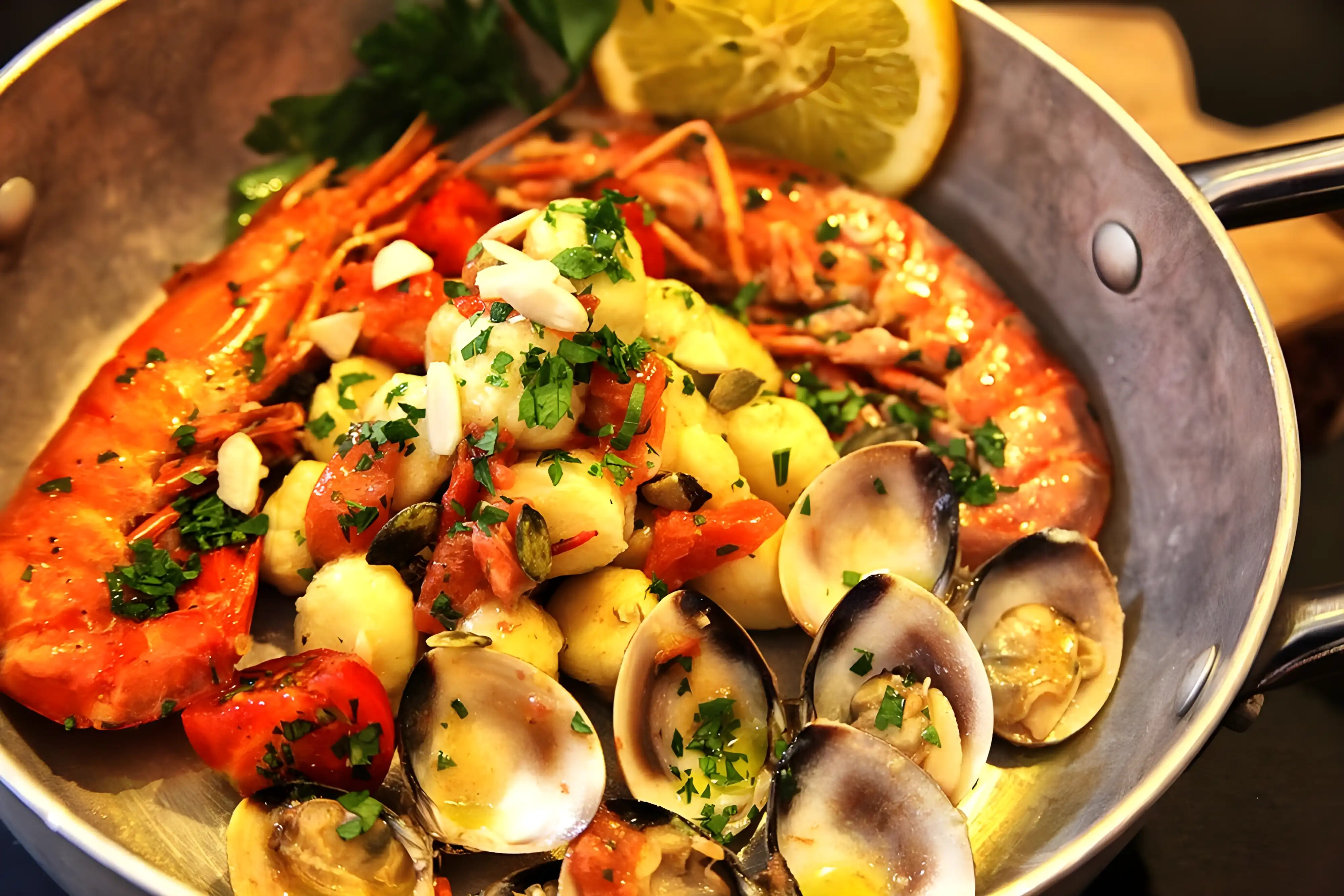 Gnocchi gamberoni e vongole